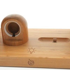 Lamp with Wireless Charger, Bamboo 5 in 1 - iServices