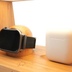 Lamp with Wireless Charger, Bamboo 5 in 1 - iServices
